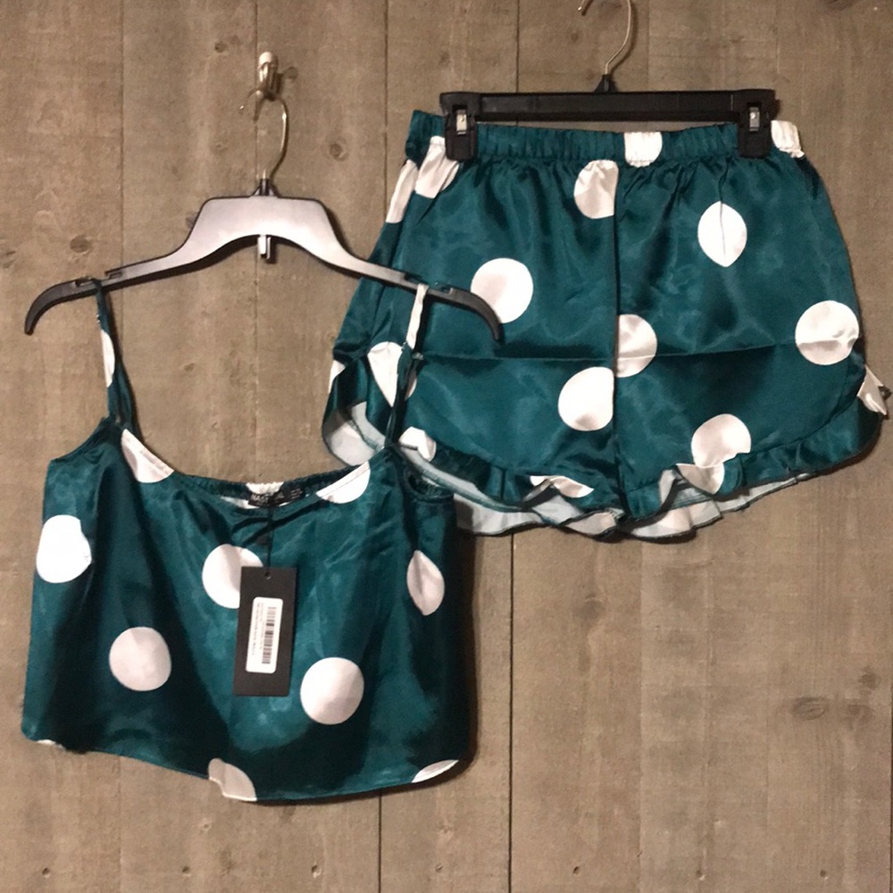 Satin Polka Dot Short Pajama Set